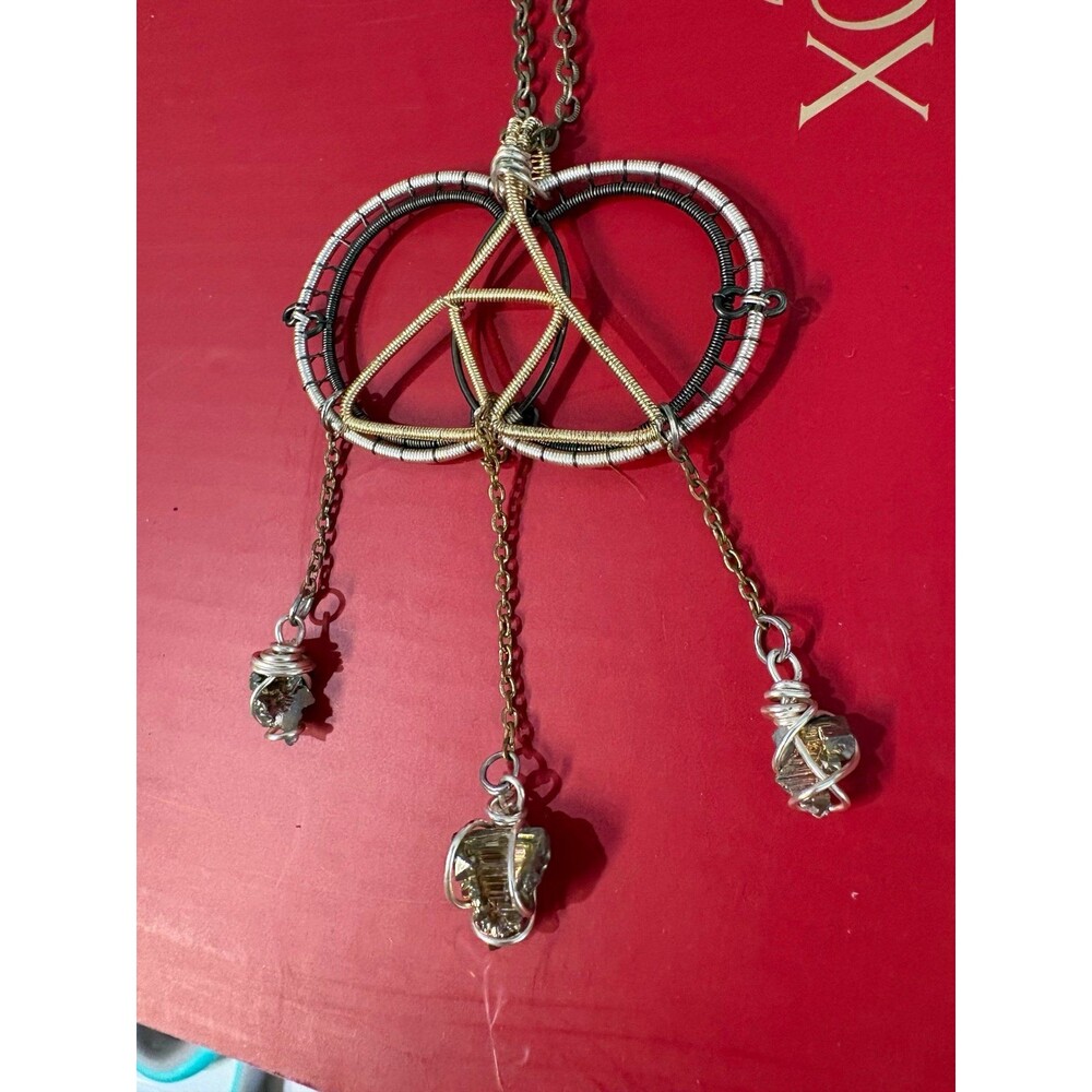 handmade wire-wrapped crystal necklace